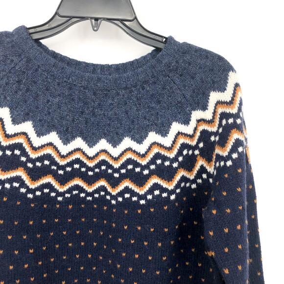 FJALLRAVEN Womens Ovik Sweater Medium Blue Dark Navy Fairisle Wool Crewneck NWT - Picture 6 of 11